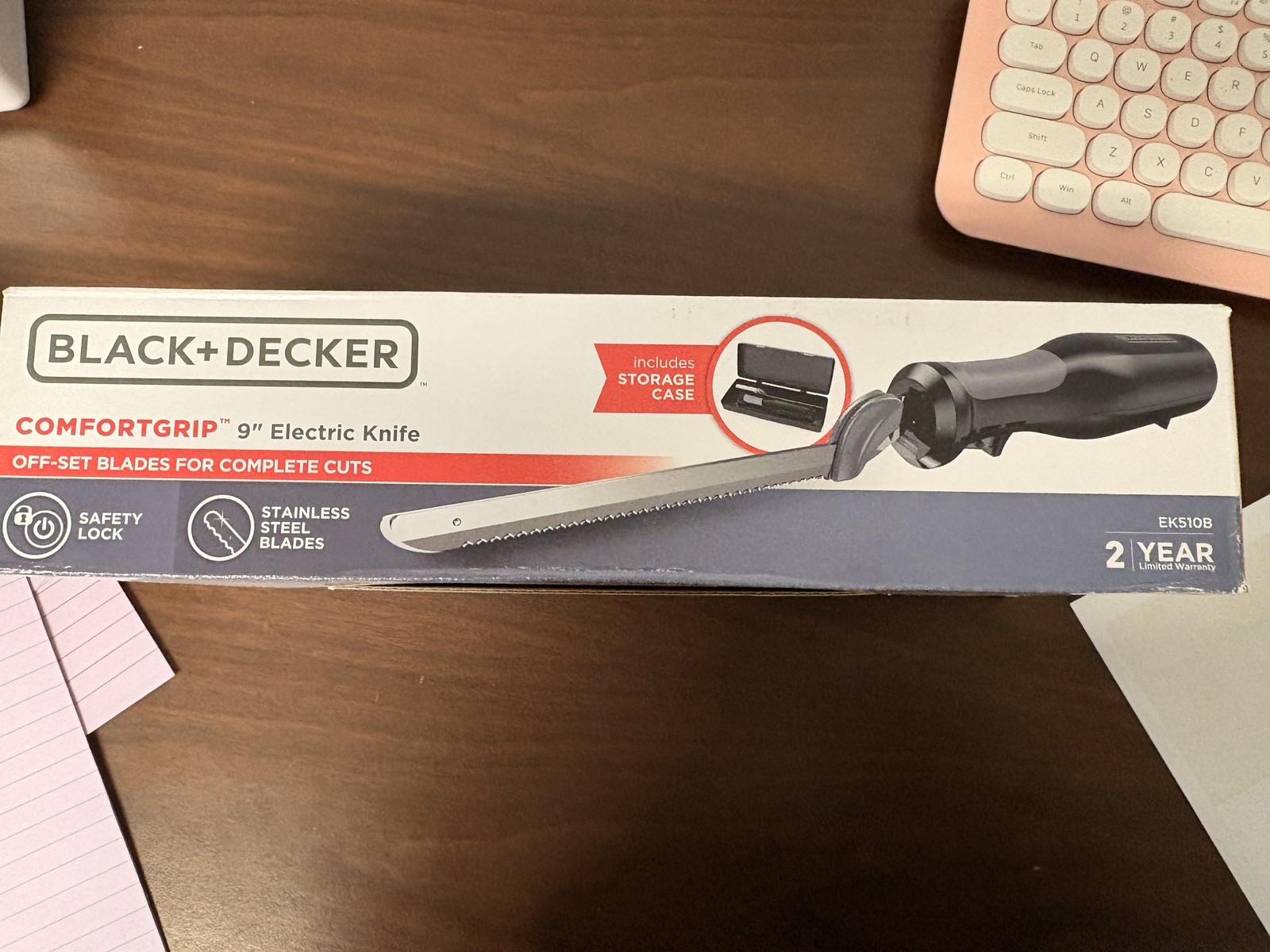 BLACK+DECKER ComfortGrip 9" Electric Knife EKS10B Storage Case Black New