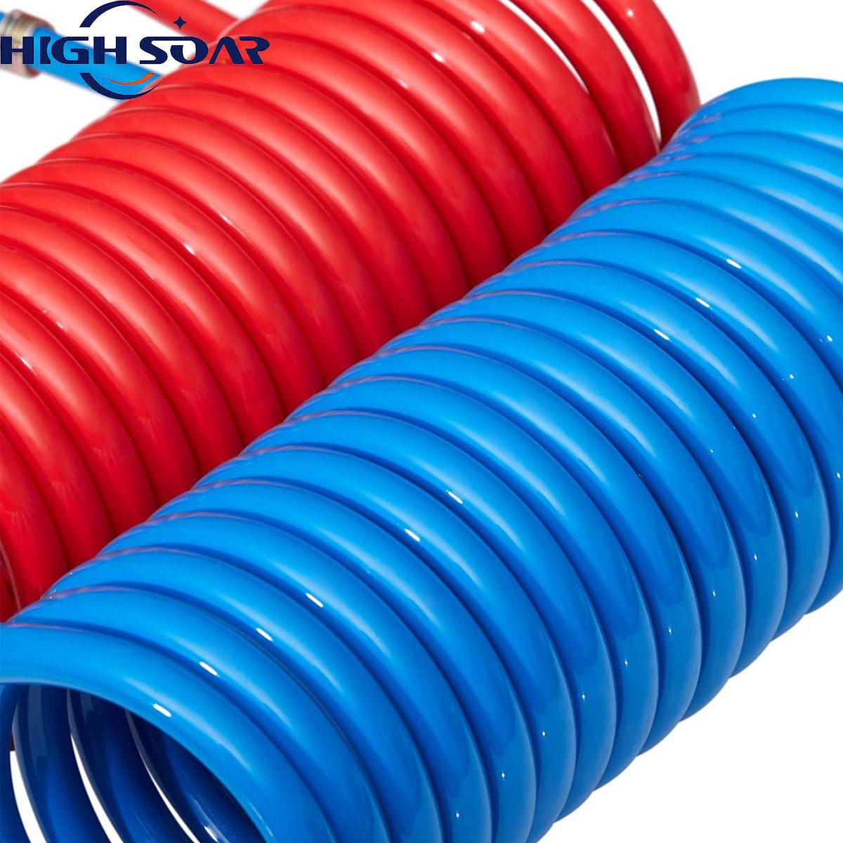 15' Red And Blue Coil Coiled Air Line Hose Set Trailer Brake 1/2" Fittings