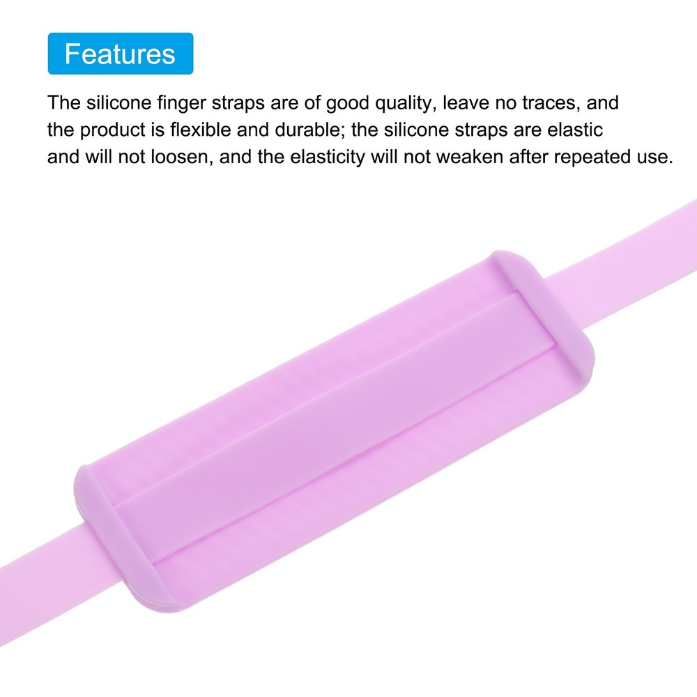 Phone Grip Strap Silicone Elastic Cord with Handle Purple 2Pcs