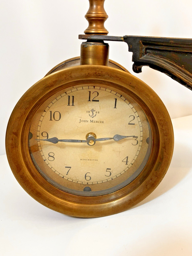 Timeworks Two Sided Nautical Wall Clock Brass Repro