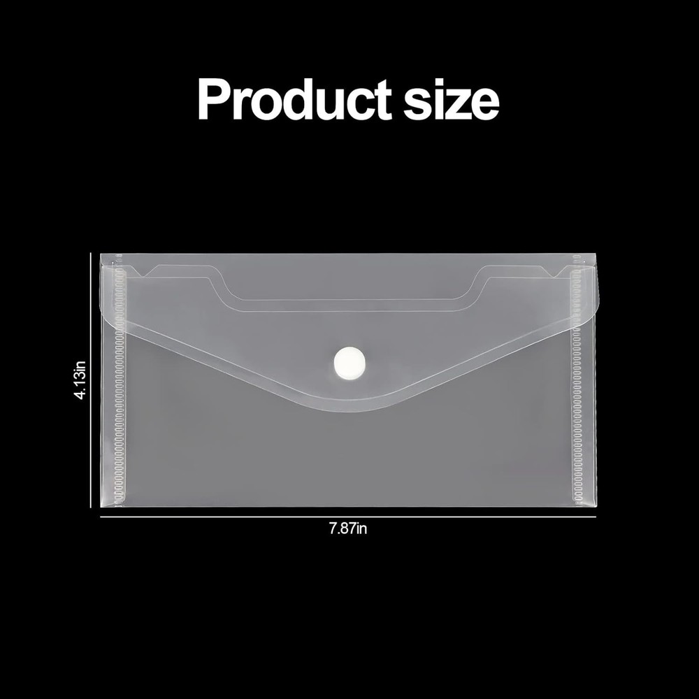 Plastic Envelopes 10 Pack Clear Document Folders，Plastic Envelopes with Snap C