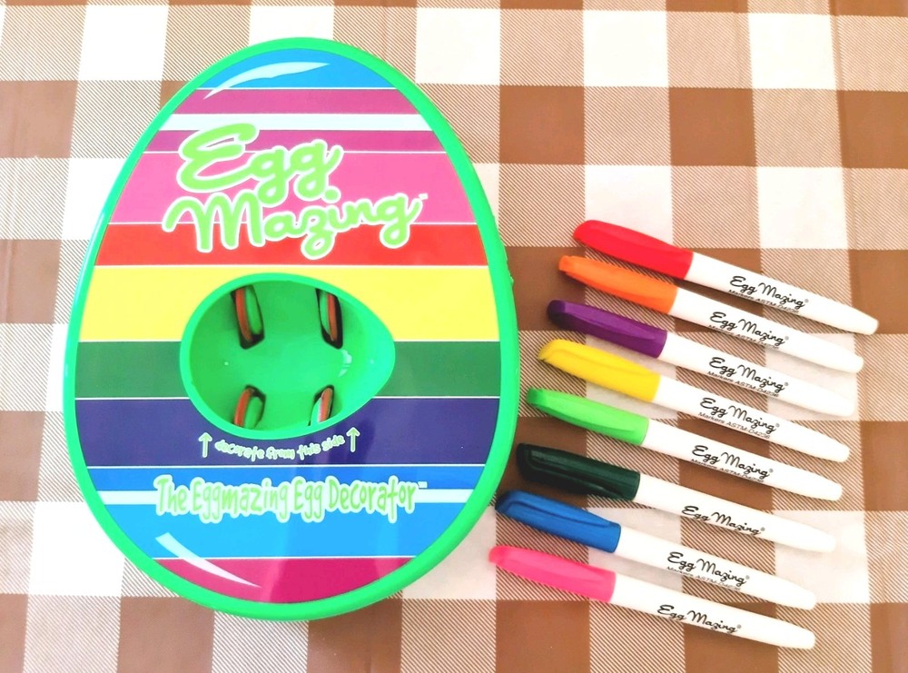 EUC Eggmazing Egg Decorating Kit Easter Egg Spinner and 8 Safe Non-Toxic Markers