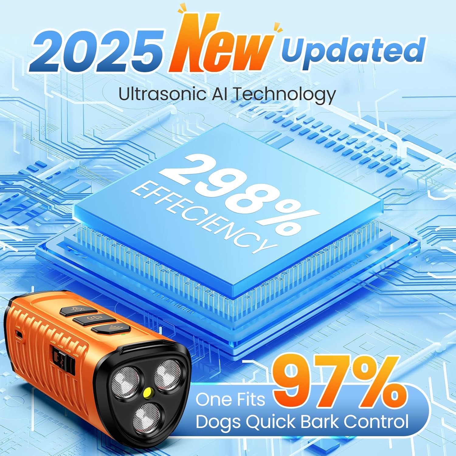 Dog Bark Deterrent Device 3X Anti Barking Device for Dogs, 5 Modes Stop Neighbor