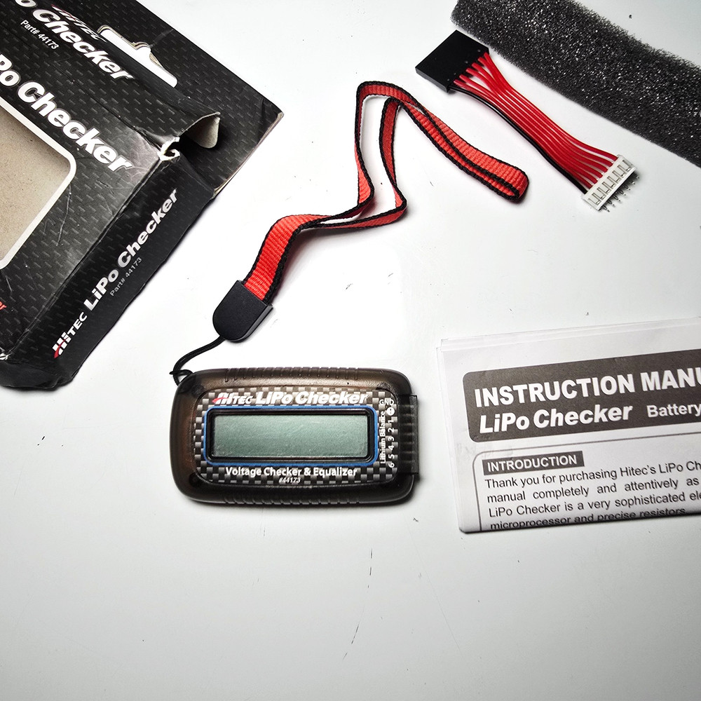 Hitec LiPo Voltage Checker + Equalizer 2–6S LCD w/Adapter Strap Manual UNTESTED