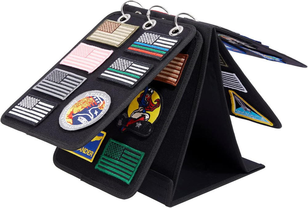 Patch Display, Vertical Patch Organizer with 4 Pages for Hook & Loop Patch Colle