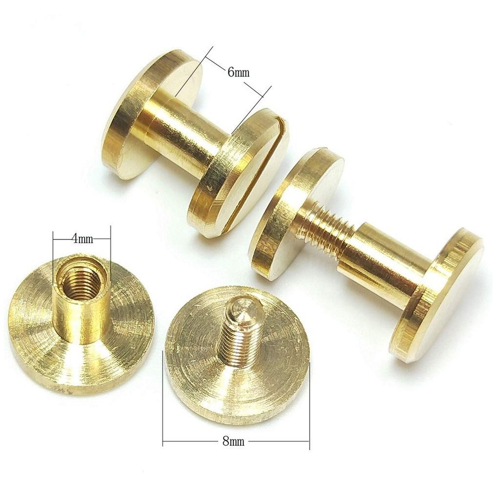 20 Sets 8x4x6mm Solid Brass Button Studs Rivets Screwback Screw Back Spots fo...