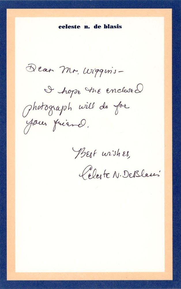Celeste De Blasis- Signed Handwritten Note (Romance Novelist)