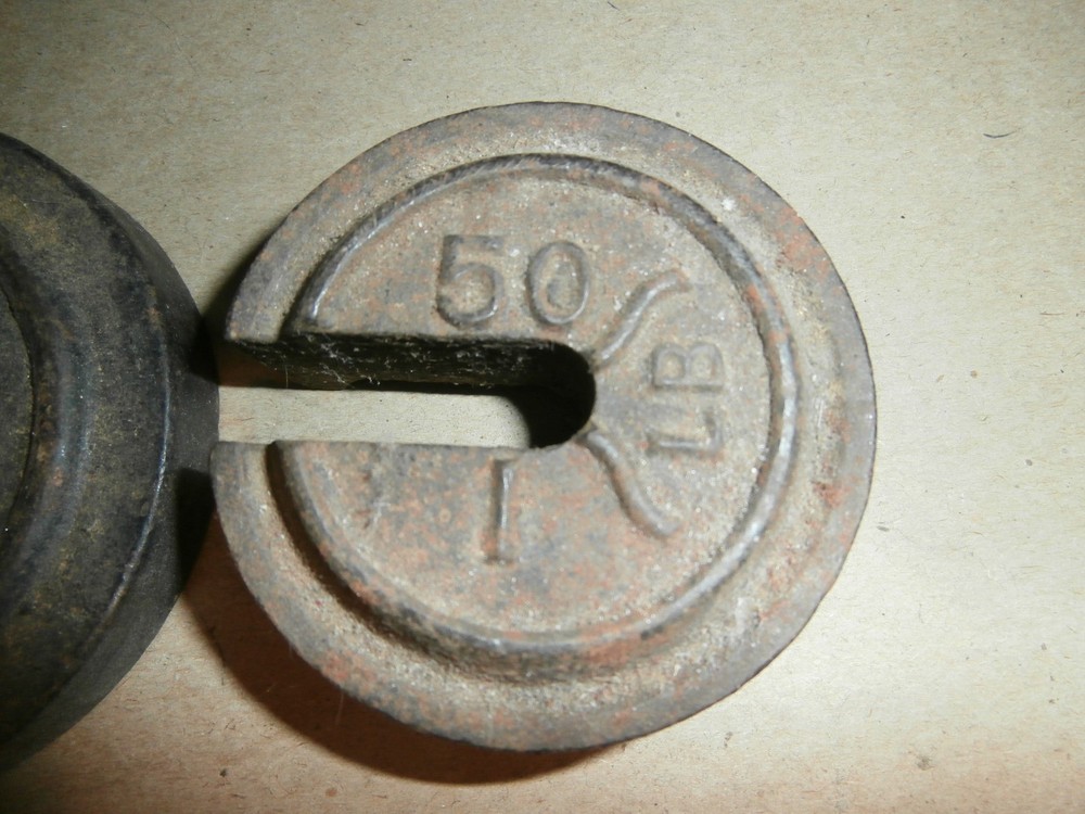 3 Vintage Feed Platform Farm Store Scale Weights