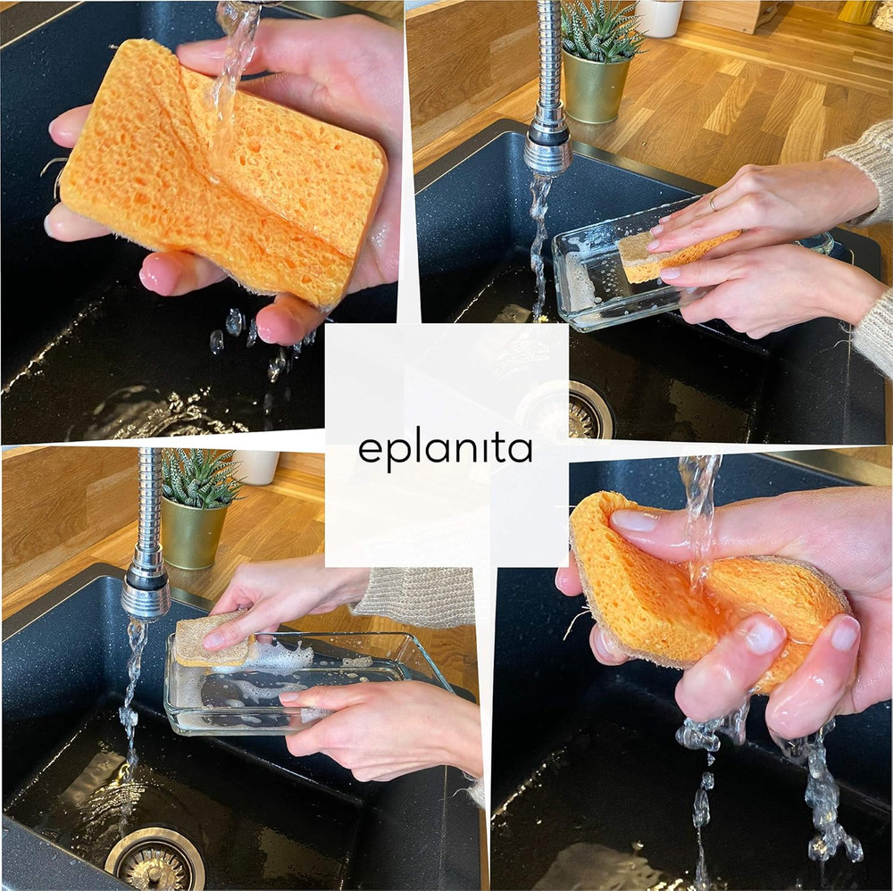 Natural Plant Based Scrub Sponges (3 Pack), Non-Scratch, Biodegradable.