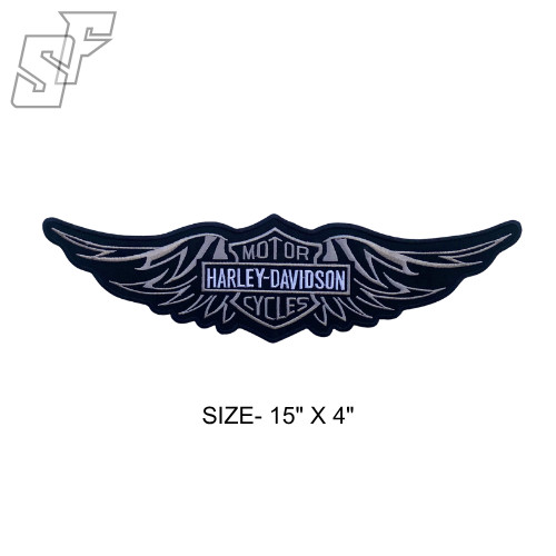 Harley Davidson 15" Grey Eagle Wing Embroidered patch Sew Iron On Patch