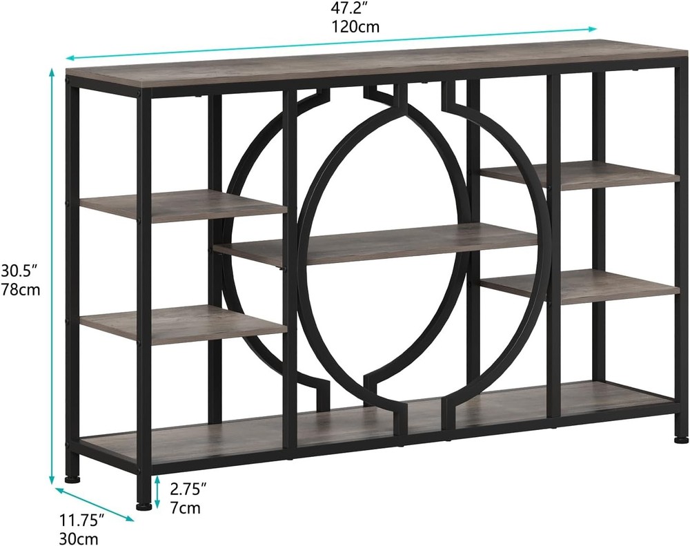 47" Industrial Console Tables Entryway Rustic Sofa Table Behind Couch 4 Tier