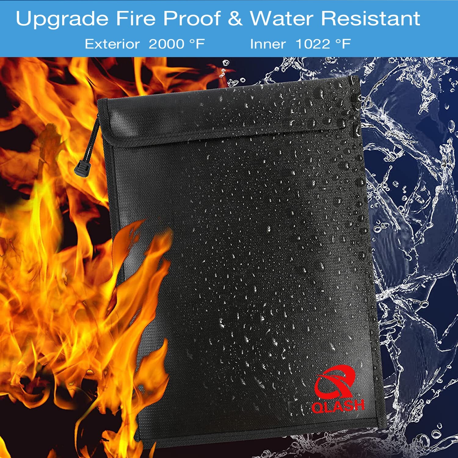 Fireproof Document Bag 15”x 11” X-Large Upgrade Money Bag Fire Safe Storage NEW