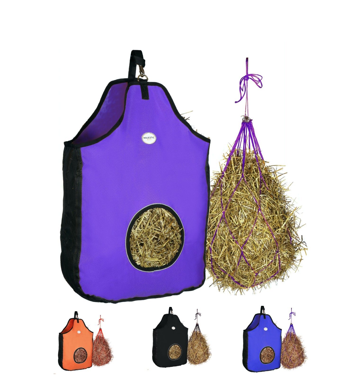 Majestic Ally 1200 D Hay Feeder Tote Bag for Horse, Sheep come with 36" Hay Net