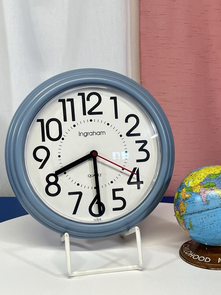 Vintage 9in Blue Ingraham Wall Clock