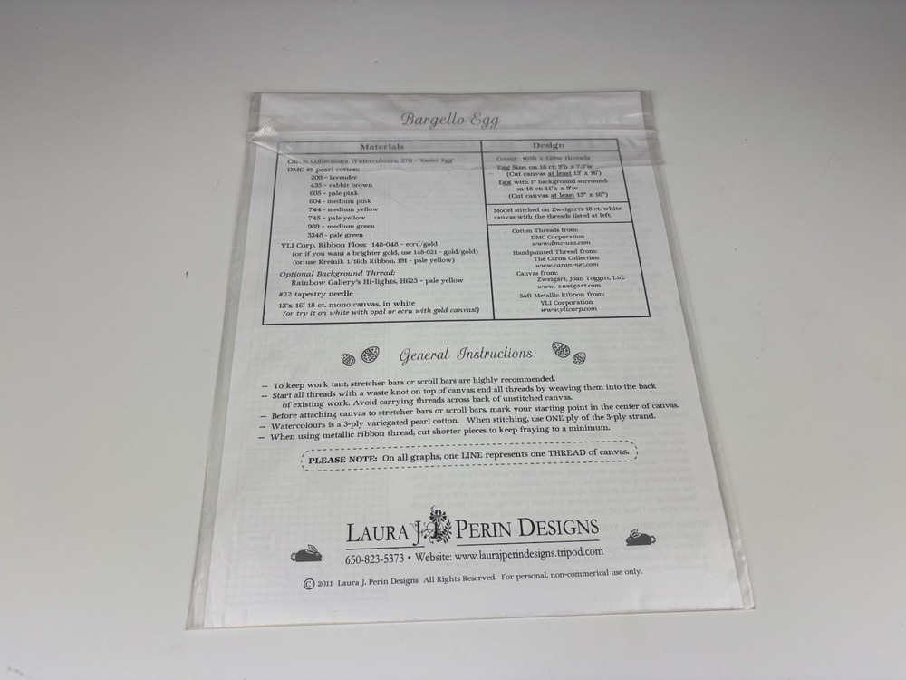 Laura J Perin Design Sampler Collection Bargello Egg Needlepoint Pattern 2S
