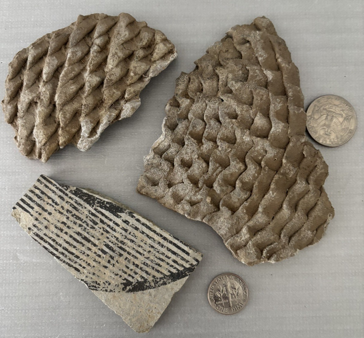 3 Large Ancient Anasazi Native American Pottery Shards 3” - 4” Arizona L7-B