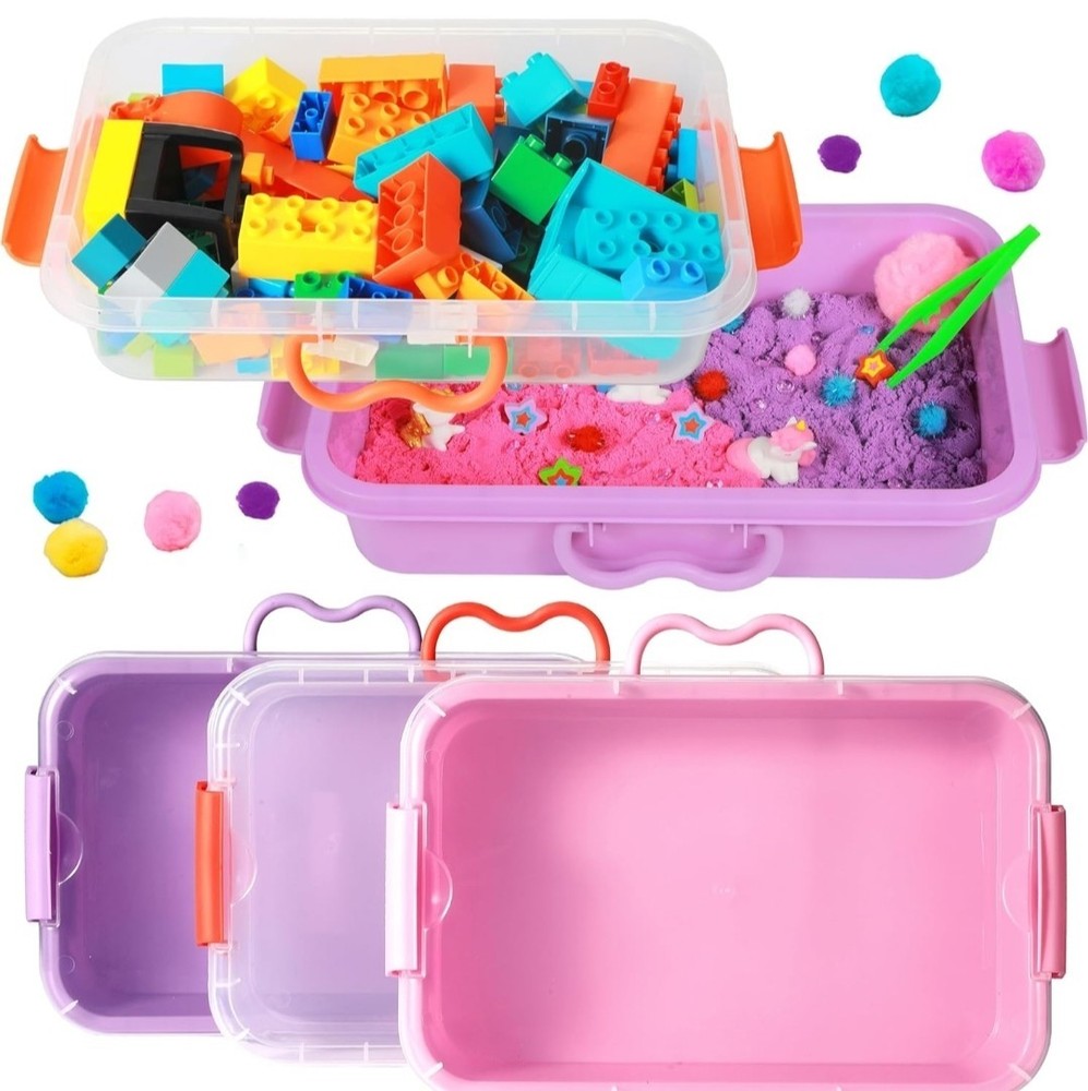3 Pack,Empty Sensory Bin,13.5 Inch Storage Container,Portable Plastic Storage...