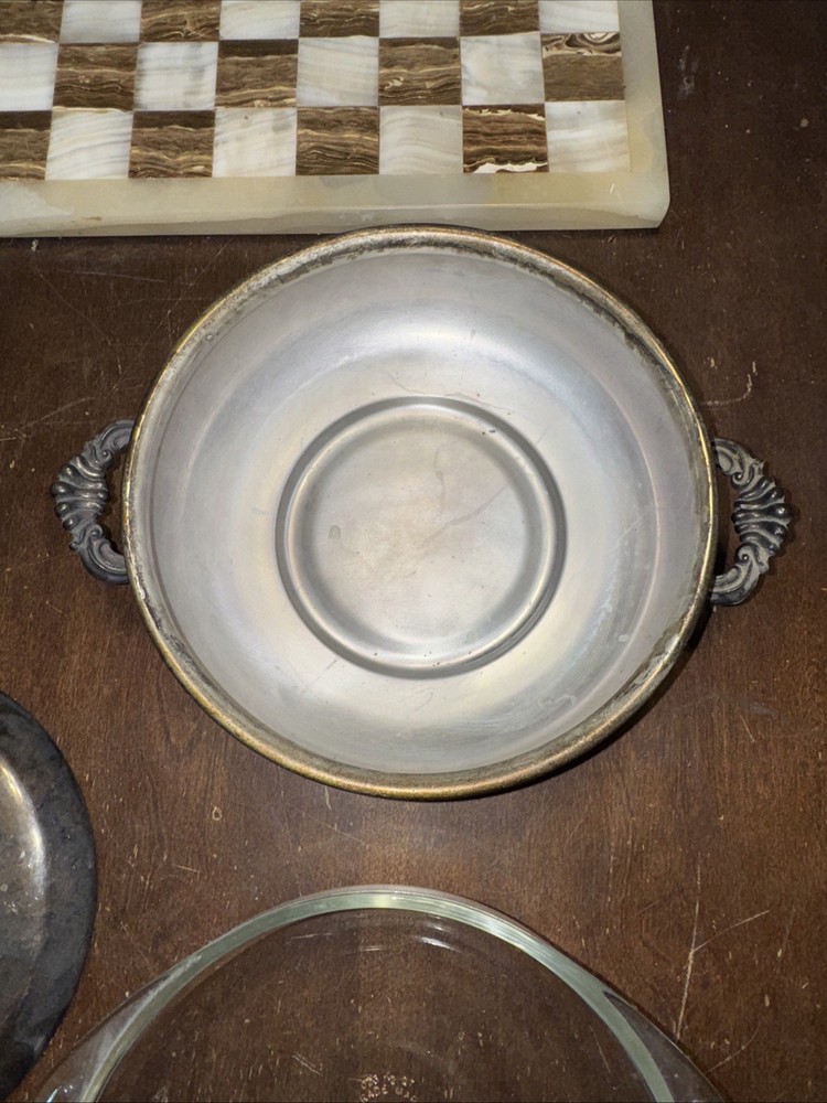 Vintage Rogers Silver Co. Serving Dish Casserole With 1.5 QT Pyrex Insert & Lid