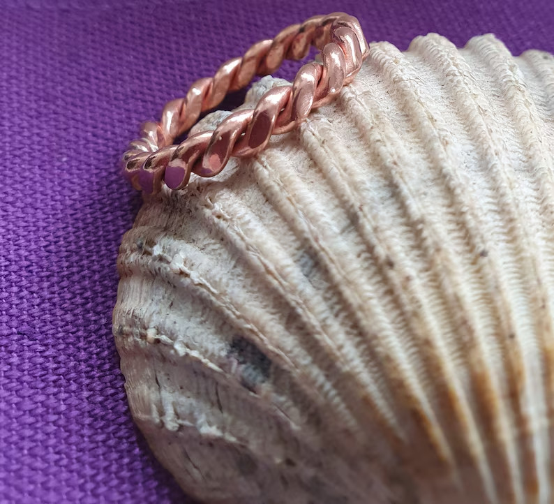 Chunky twisted copper ring, in solid good quality natural copper , All Size