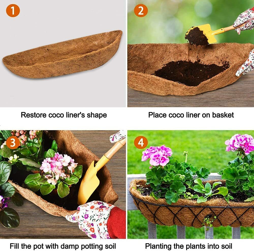 2Pcs 30 inch Trough Coco Fiber Window Deck Coco Replacement Liner for Window Box