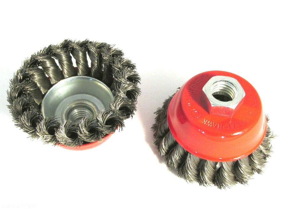 3" Knot Type Wire Cup Brush for 5/8" arbor angle grinders - 2 pc set