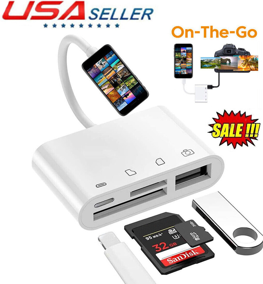4 in 1 USB3.0 Flash Drive SD/TF Card Reader For iPhone/iPad/Camera OTG Adapter🔥