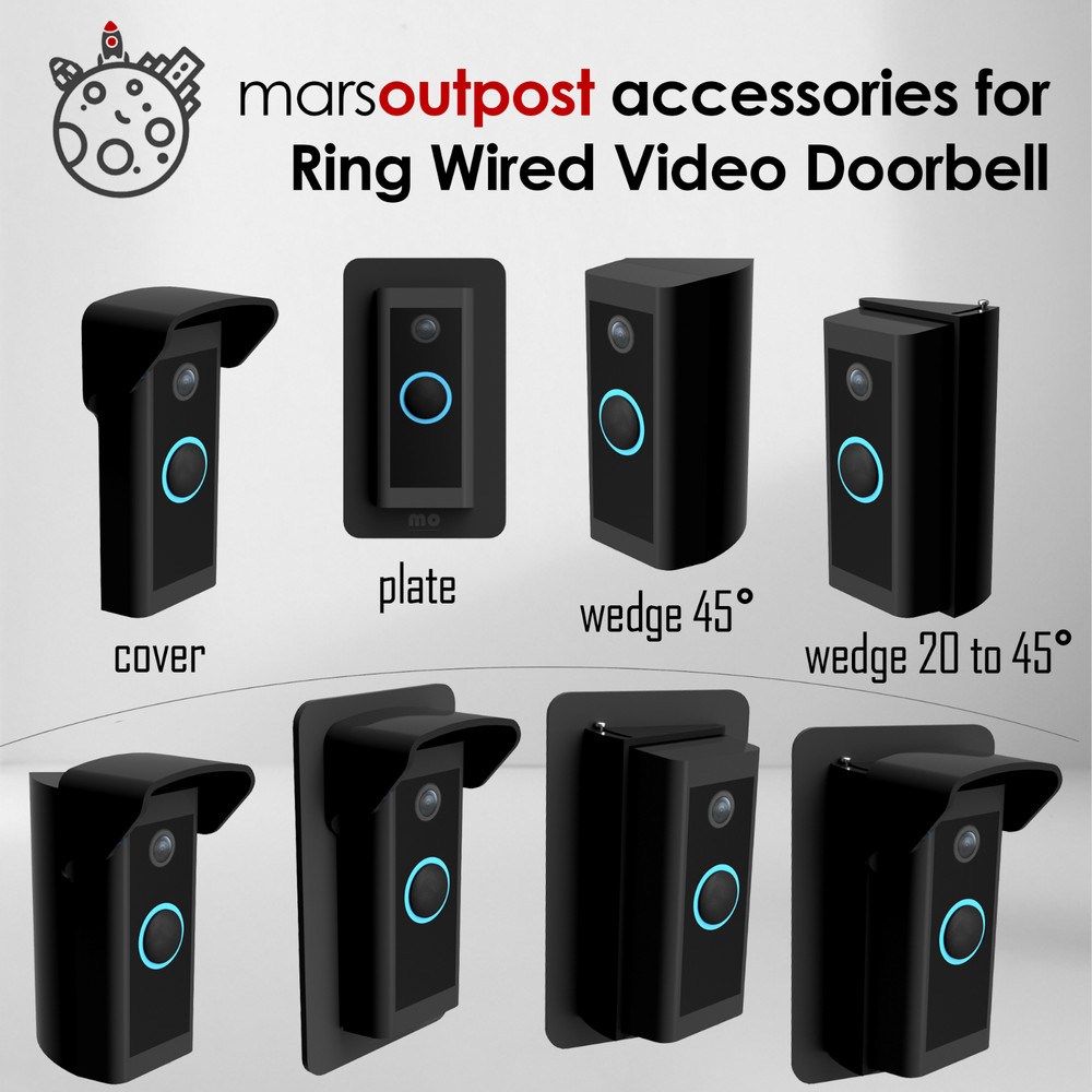 Mars Outpost Adjustable Wedge Bracket 20° - 45° Degree for Ring Doorbell Wired