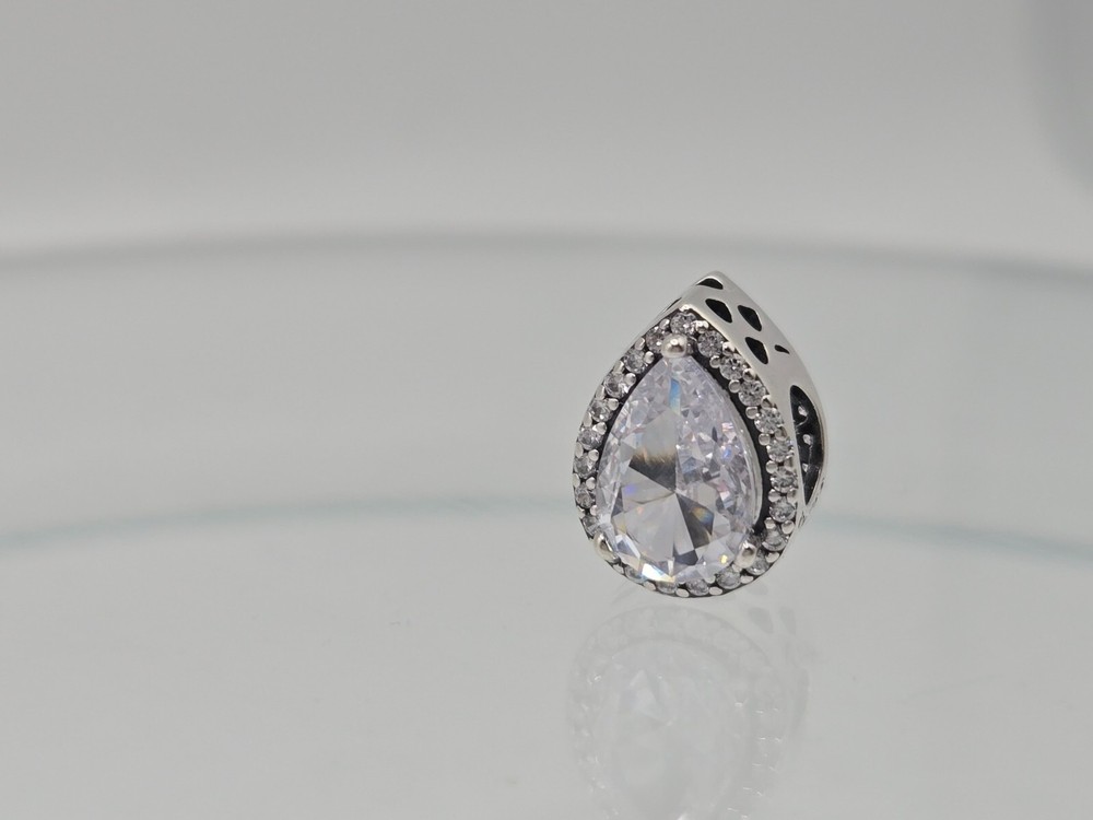 Authentic Pandora Sparkling Silver Radiant Teardrop bead clear Charm