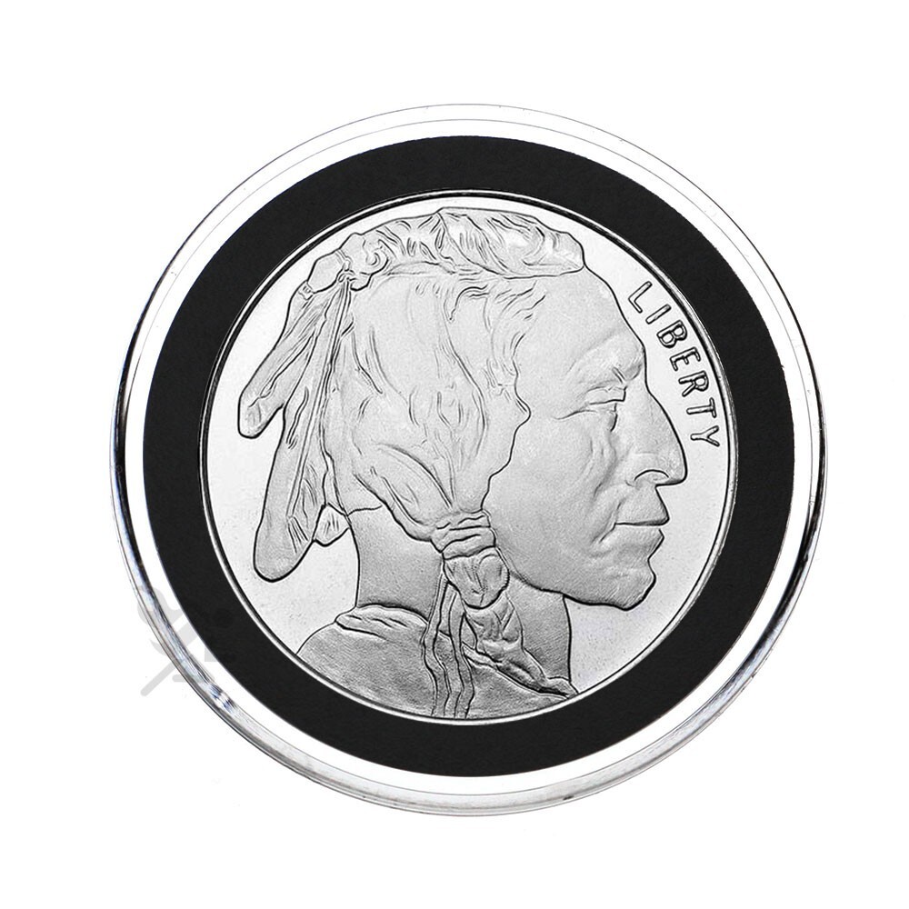 OnFireGuy 5pcs 39mm Black Ring 1oz Silver Round Coin Capsule Holders