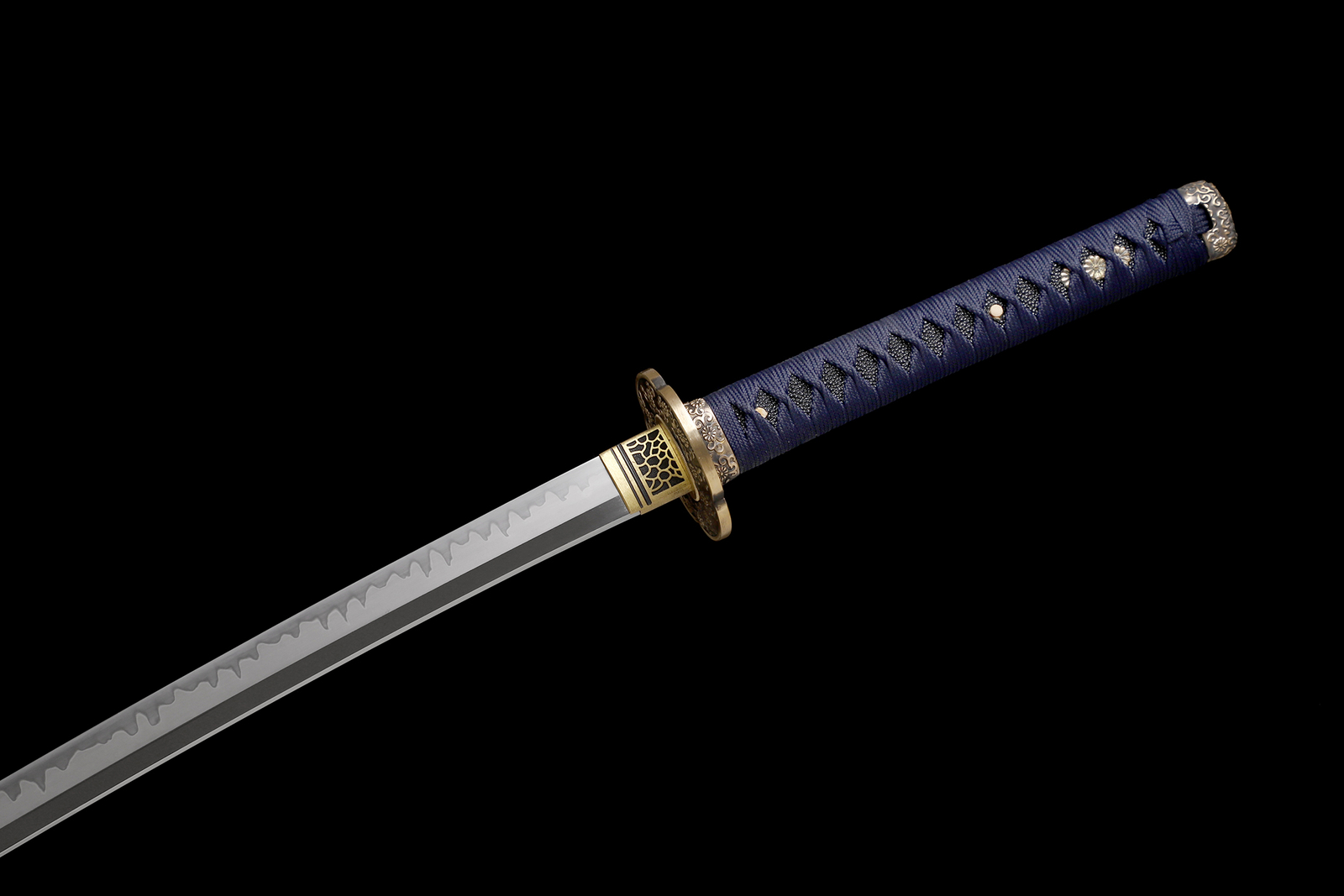 Clay Temperped T10 Steel Japanese Samurai Sword Katana Brass Tsuba Full Tang