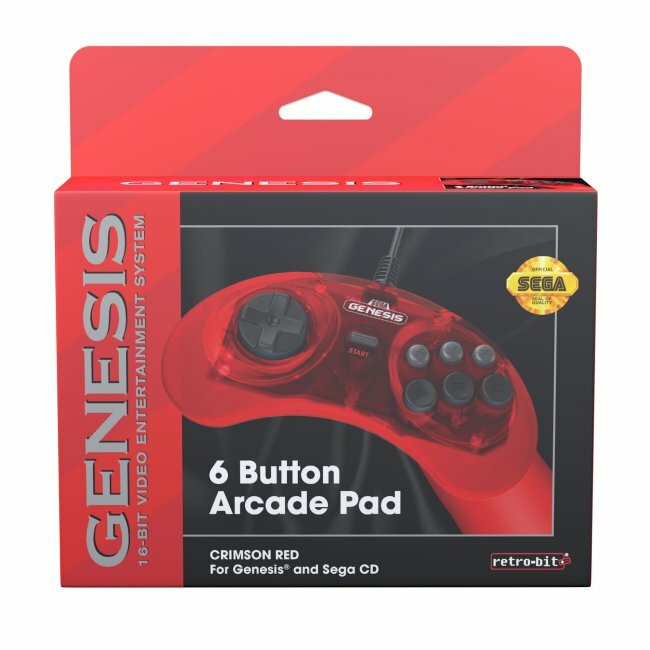 Retro-Bit Official Sega Genesis 6-Button Controller Pad for Sega Genesis Red