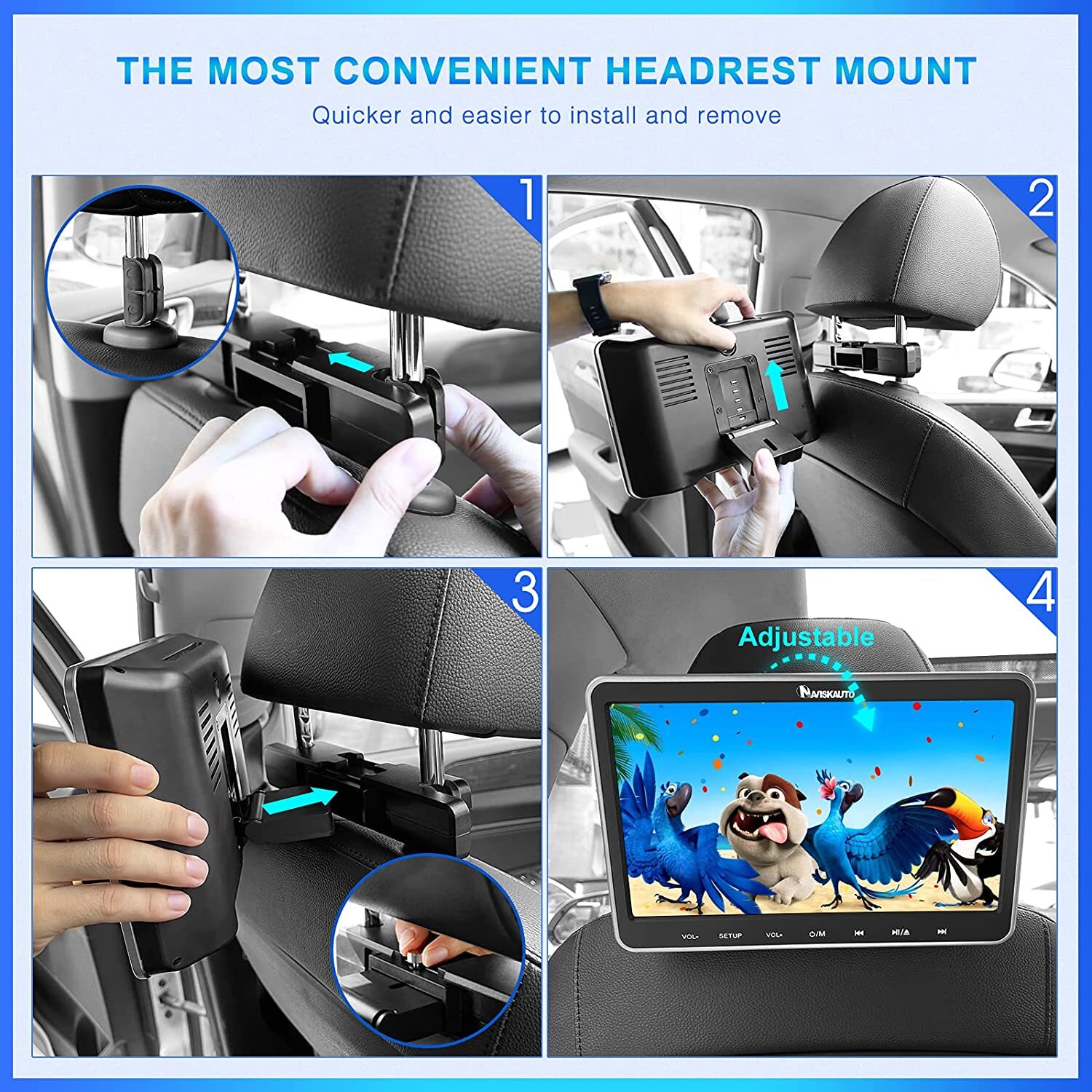 2x 10.1'' Dual Screen Car Headrest DVD Player tv USB Rear-Seat Monitor+Headsets