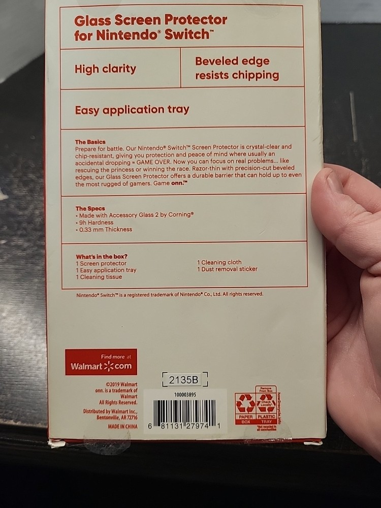 Onn Glass Screen Protector Compatible with Nintendo Switch