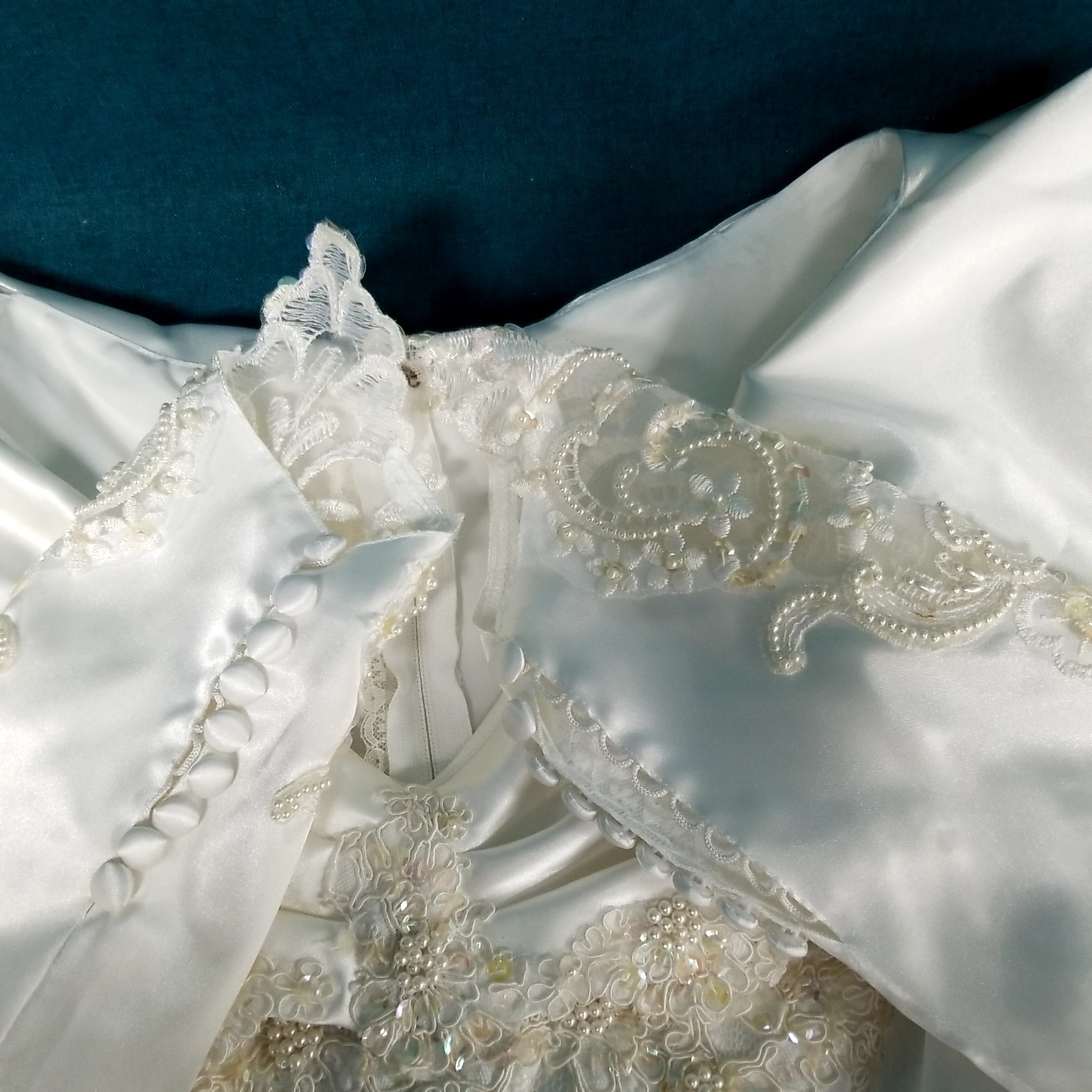 VTG Alfred Angelo 80s Wedding Dress Long Sleeve Sweetheart Ballgown Ivory W/Veil