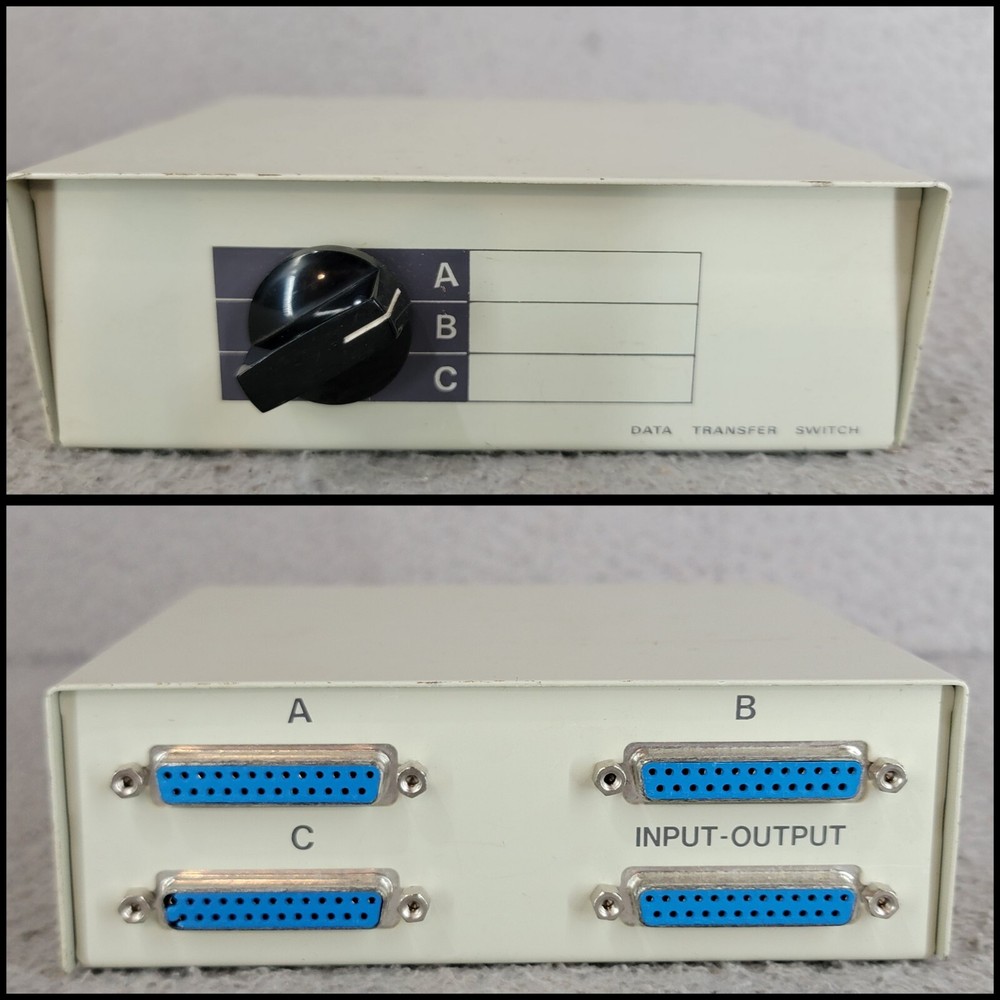 Data Transfer A-B-C Switch Box with 25-Pin Input / Output Connector Untested