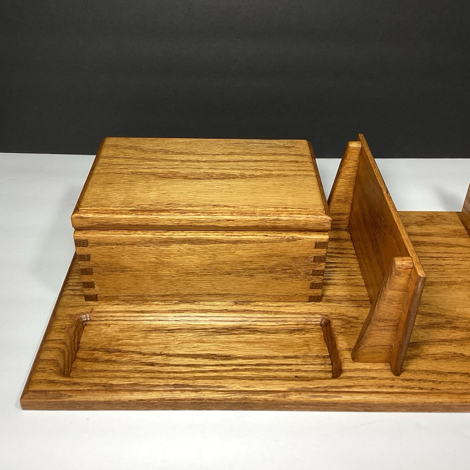OOAK Handmade Vintage Mid Century Modern Solid Wood Desk Organizer W/ Box