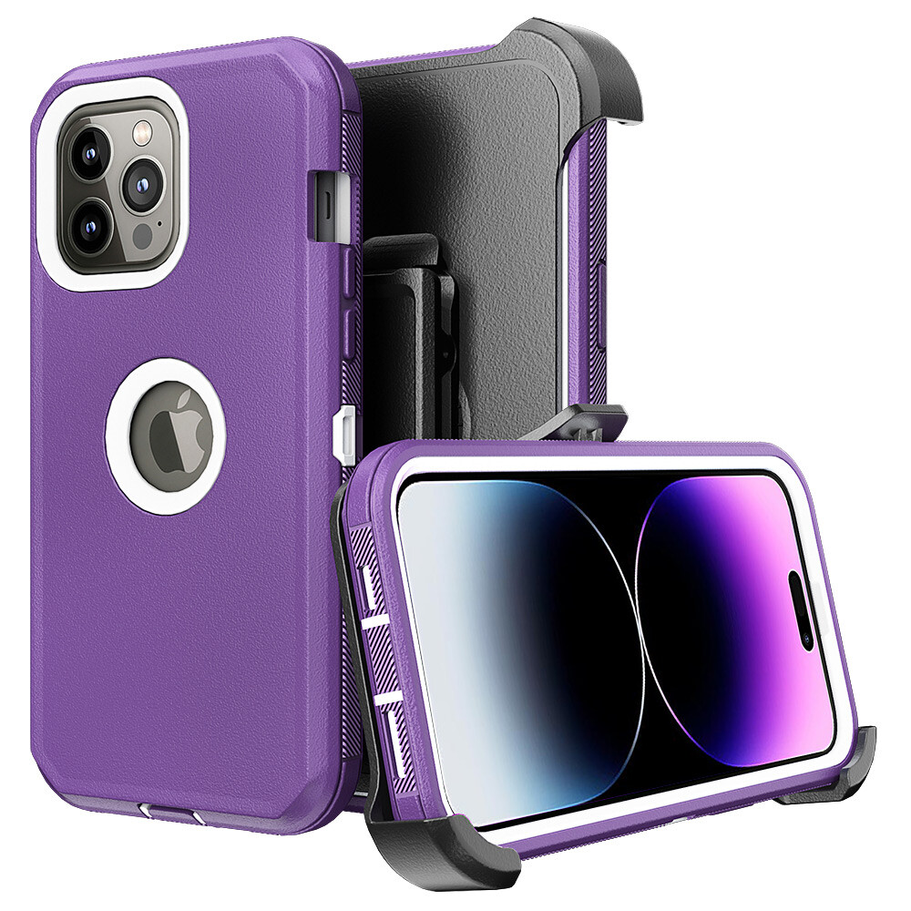 For iPhone 15 Pro Max 14 13 12 11 Shockproof Case Defender Cover With Belt Clip