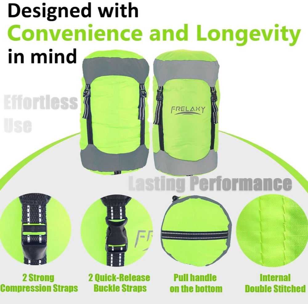 Frelaxy Compression Sack, 40% More Storage! Large, Neon Green