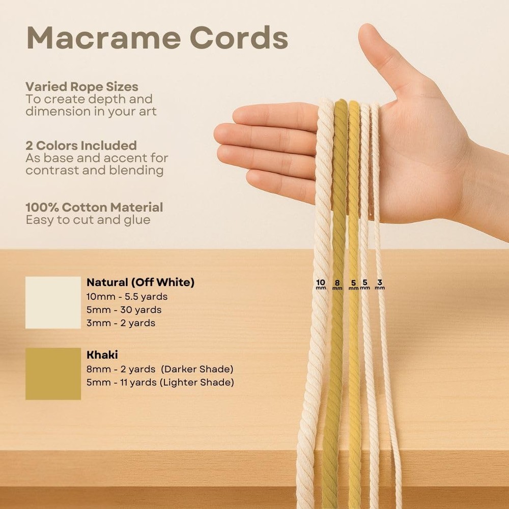 DIY Rope Canvas Kit for Beginners - Complete Macrame Ropes Supplies & Tools |...