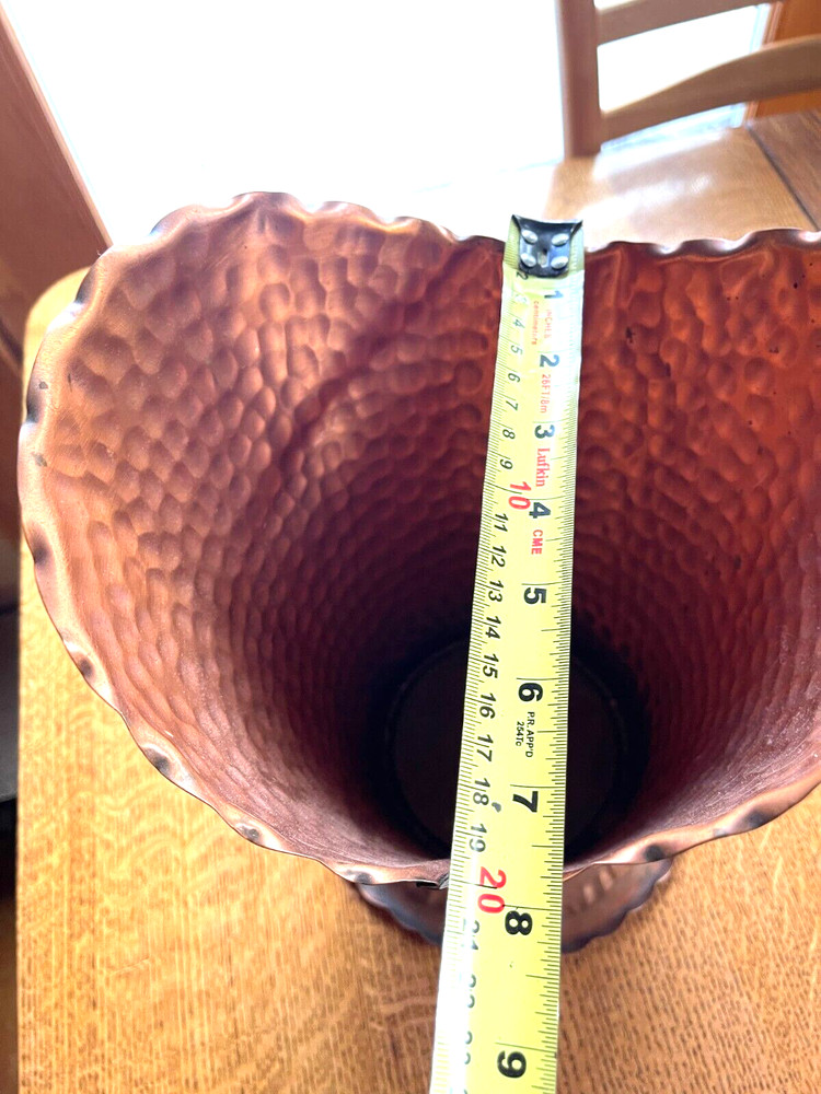 Gregorian Solid Hammered Copper Handled Pedestal Planter Pot, Vase, Umbrella