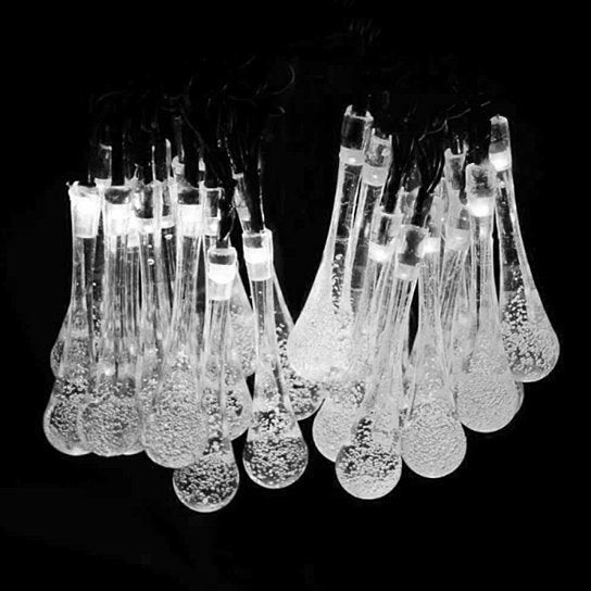 Dew Droplets 20 LED Solar Lights Falling Like Dew Bright White
