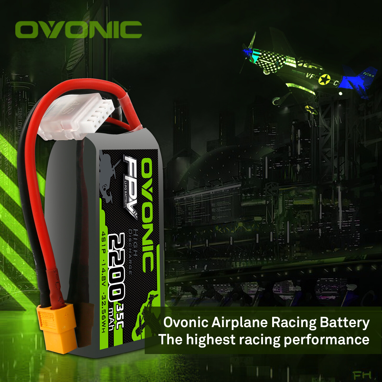 OVONIC 35C 2200mAh 14.8V 4S Lipo Battery With XT60 Plug For RC Aircraft jet Boat