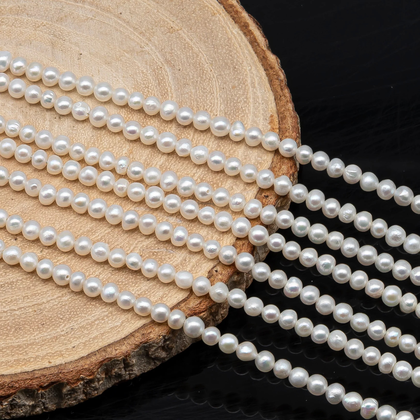 2.5-3mm or 3-4mm Freshwater Pearls Near Round Pearl Beads, White Color, Seed Pe