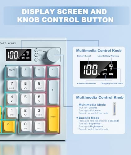 Wireless Keyboard Creamy Membrane with Rainbow Backlight,3-Mode Connectivity
