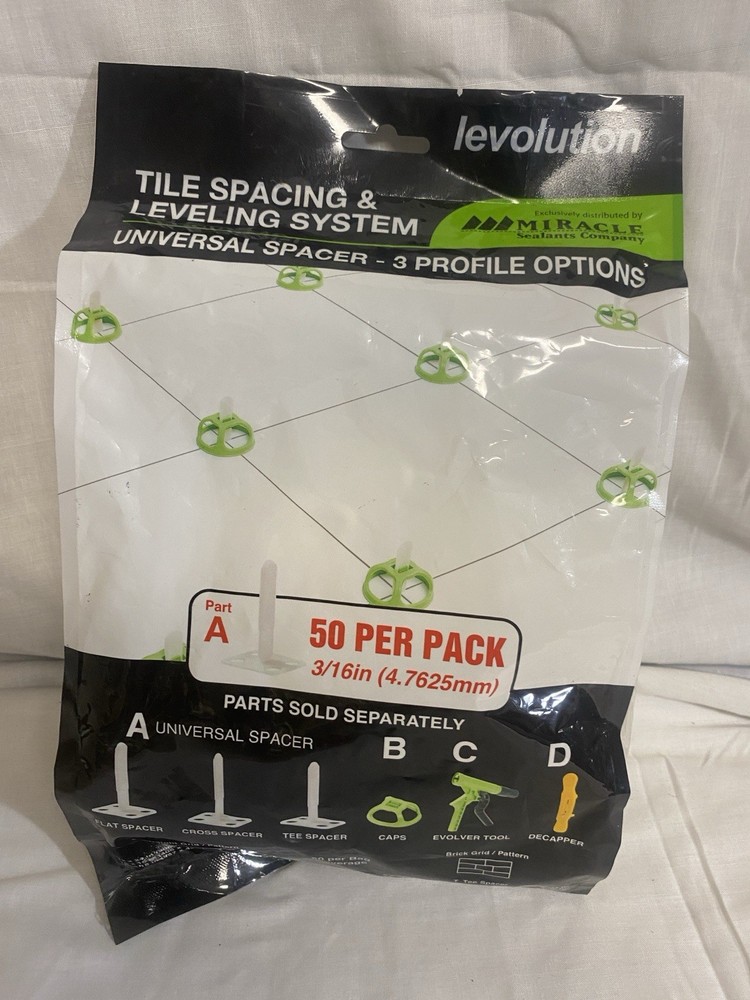 Levolution Tile Leveling Spacer Clip 50 Pack White Plastic Universal 3/16in