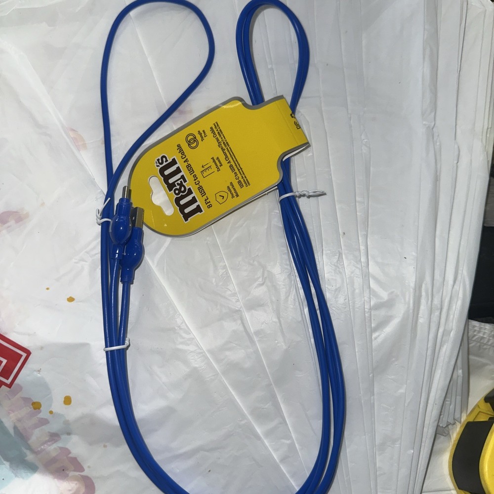 M&M Blue 8ft MultiPort USB-C - USB-A Charging Cord New W/ Tags