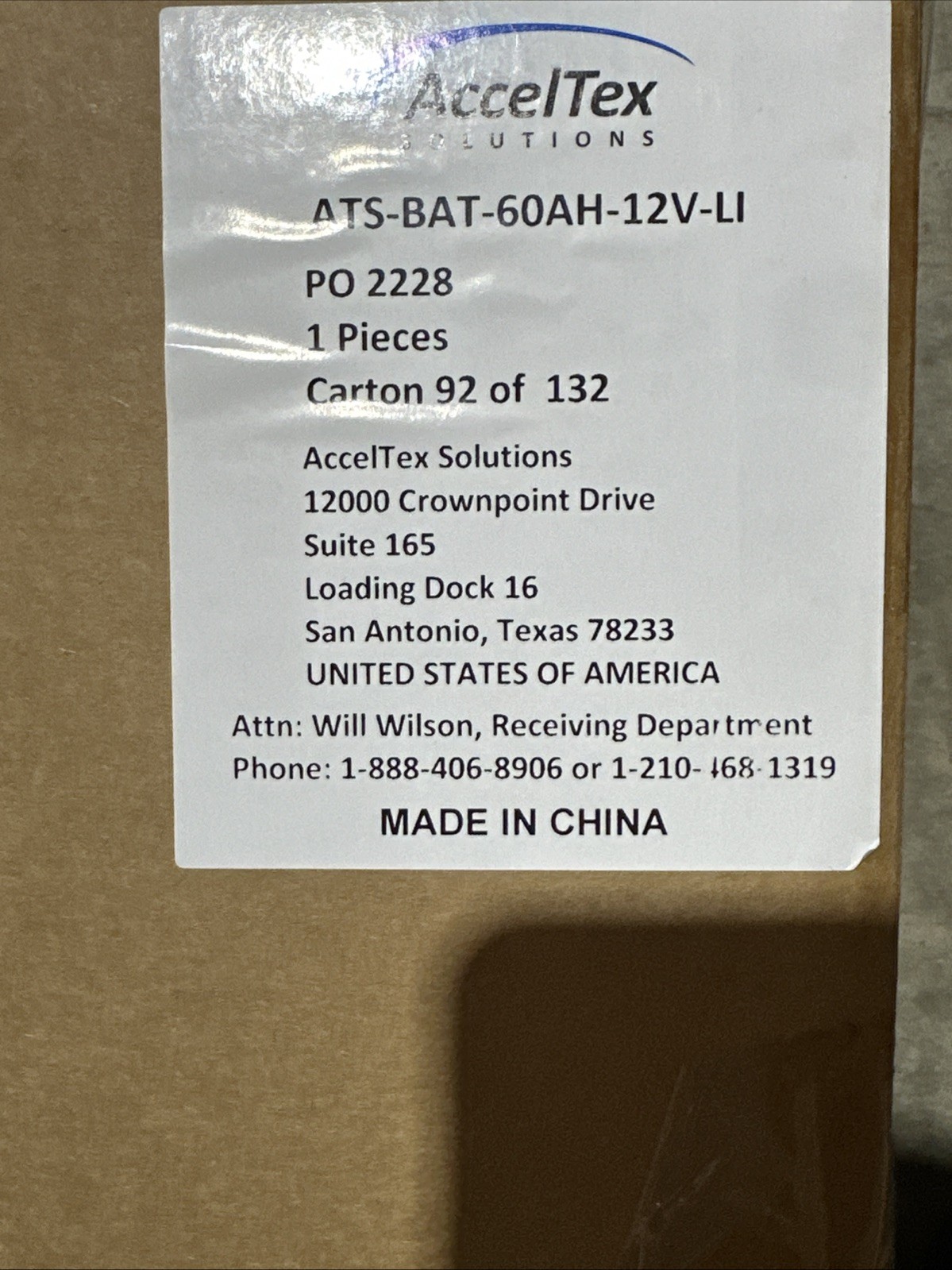 🔴AccelTex ATS-BAT-60AH-12V-LI 12V Solar RV Lithium Iron LiFePO4 Battery -NEW‼️B