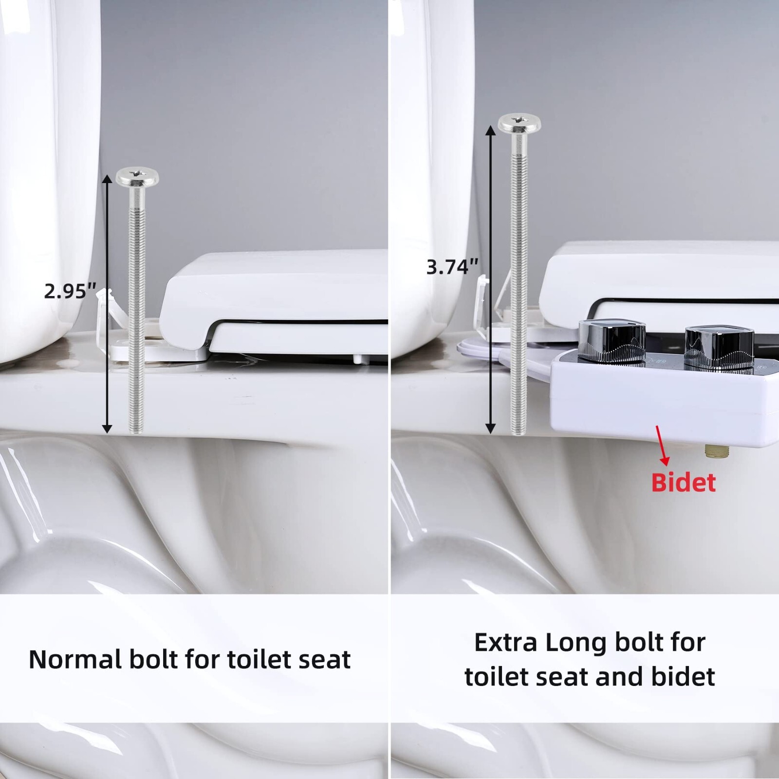 Toilet Seat Screws,Stainless Steel Toilet Seat Bolts with Long Downlock Nuts
