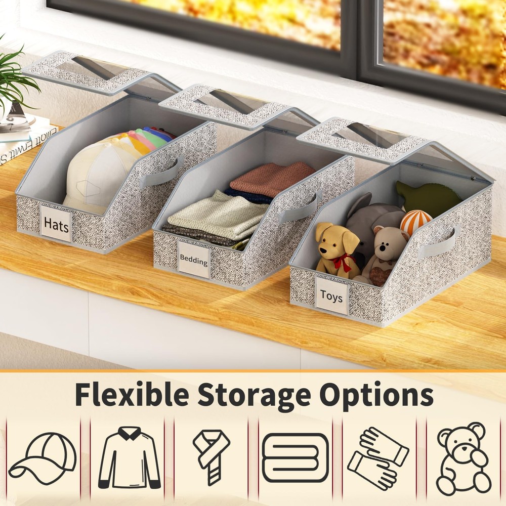 3 Pack Stackable Hat Organizer for Baseball Caps, Hat Storage with Clear Wind