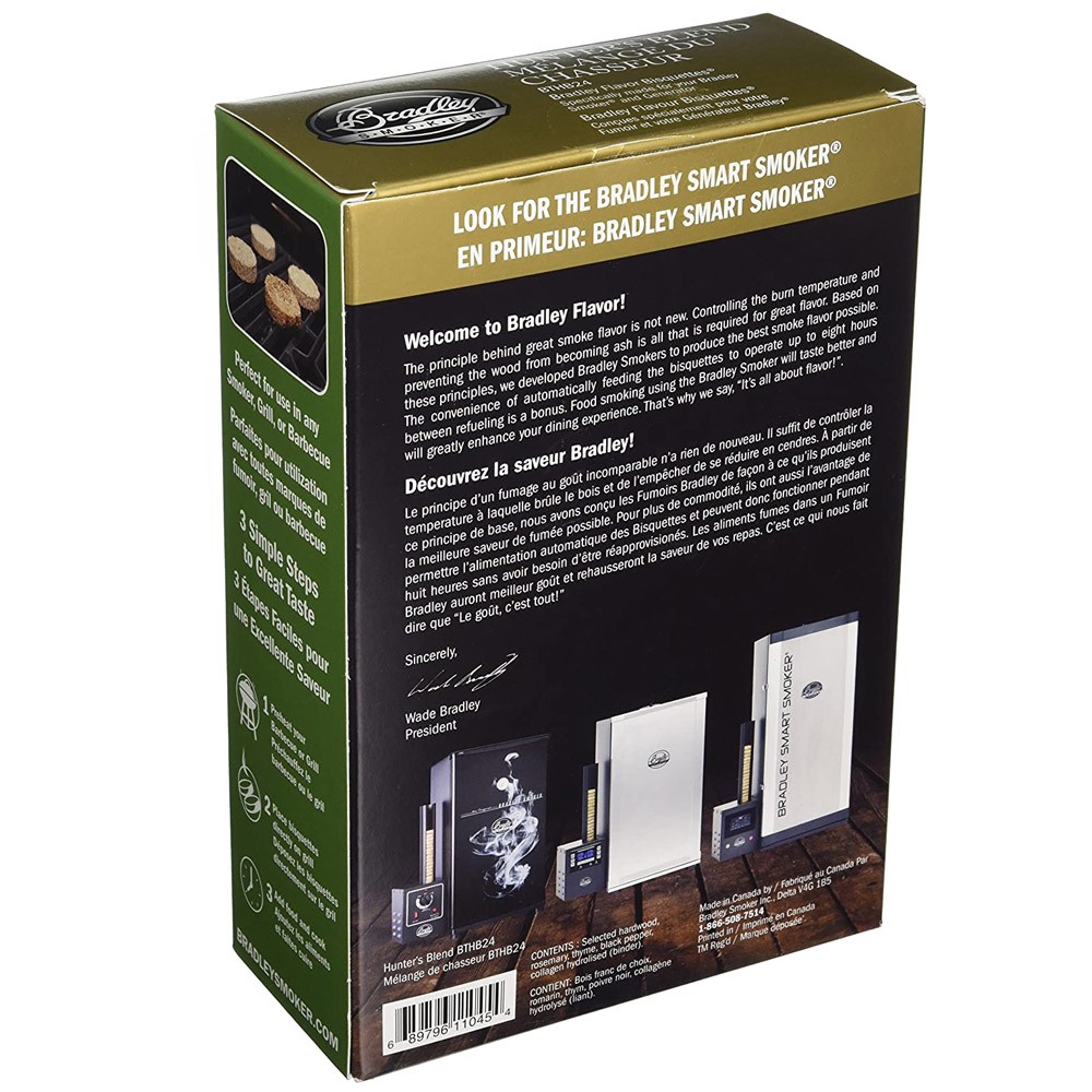 Bradley Smoker 24 Pack Hunters Blend Smoke Bisquettes Premium Hardwood Chips